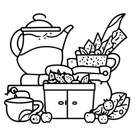 leaf, bucket, teapot, sparkle, family, weapon, scarf, fruit, box