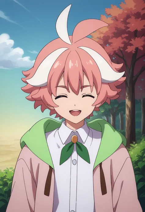 score_9, score_8_up, score_7_up, source_anime, highly detailed, 
itsuki, 1boy, male focus, solo, closed eyes, open mouth, pink hair, multicolored hair, shirt, pants, hood, white hair, jacket, white shirt, ahoge, streaked hair, collared shirt, two-tone hair...