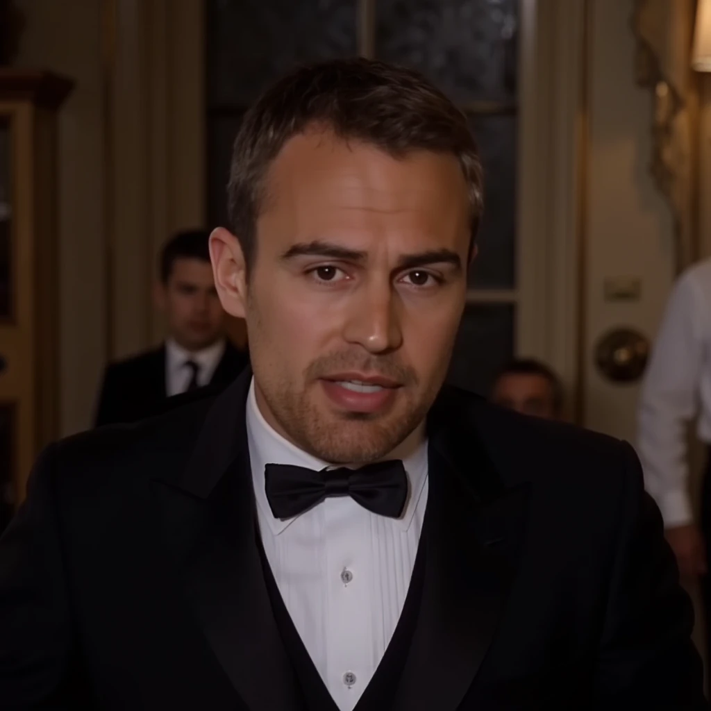 man, wearing tuxedo, interview, direct eye contact, looking at viewer,th30