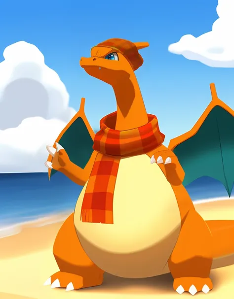 (((detailed eyes, detailed face))), (feral, charizard <lora:character_charizard_unite_findigo_v1:0.9>, pokemon, orange skin, (green wings), flame-tipped tail, claws, blue eyes, fangs out), male, (solo), (plump, fat, chubby, overweight), (bonfire costume, p...