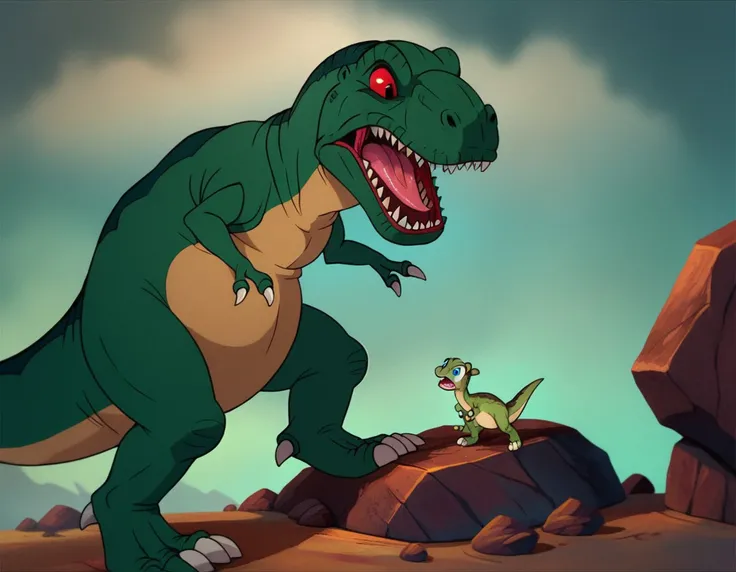 Sharptooth and Ducky land before time