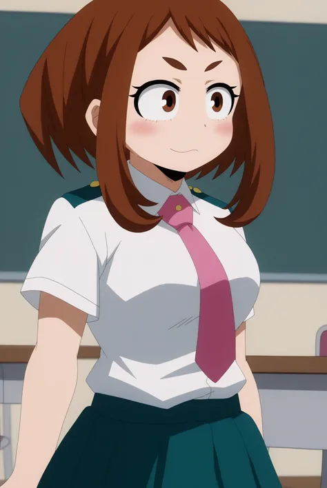 Ochaco_Uraraka, solo, Schoolgirl Uniform <lora:My_Hero_Academia-Ochaco_Uraraka-PDXL:0.8>