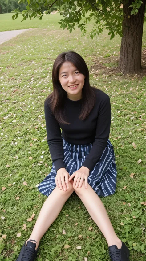 realistic photo of a Japanese woman,
1girl, solo, realistic, brown hair, outdoors, sweater, sitting, photo background, looking at viewer, jewelry, ring, brown eyes, skirt, tree, long hair
<lora:shihoActualJapanesePony001ov1:0.8> shiho, [:(smile for camera)...