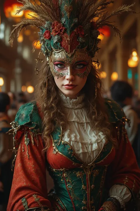 Midjourney style, Halfway Style, Cinematic Style, Realistic, Close-up 
carnival, masked girl, 18th century, full-length, dance, photography, mainstream, civilized.