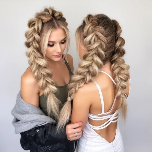 her makeup is heavy with winged eyeliner and copper-toned eyeshadow, styled in a loose braid_fishtail. They are wearing a black quilted leather jacket. The soft pastel hair colors are enhanced by the natural lighting against a plain background, of a young ...