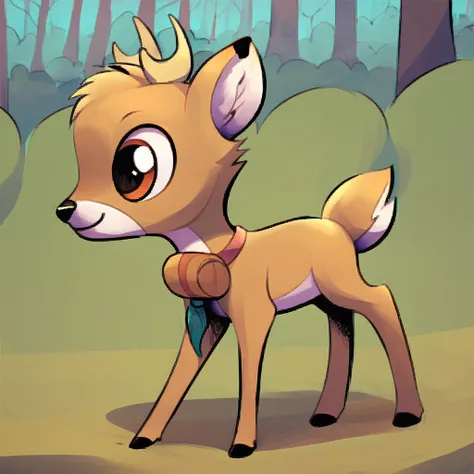 score_9_up, score_8_up, score_7_up, score_6_up, bramble (mlp), deer, full body, solo, male, forest background, trees, young, source_cartoon, masterpiece,