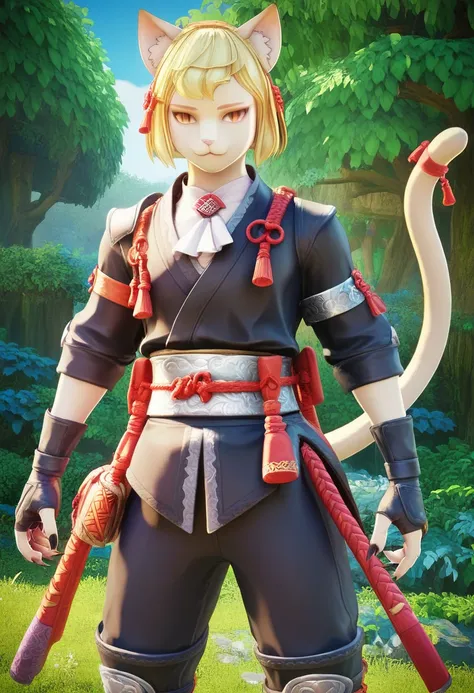 score_9, score_8, score_7, solo, BREAK 

vom morley, blonde hair, red eyes, black pupils, slit pupils,  gloves, cat tail, animal ear fluff, cat boy, cat ears, tail ornament, furry, furry male,  long fingernails, sharp fingernails, black fingernails,  

nin...