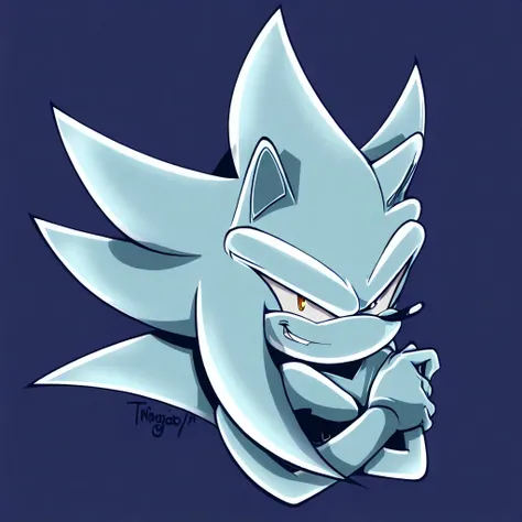 Nazo, 1boy, solo, grin, arms crossed, plain background