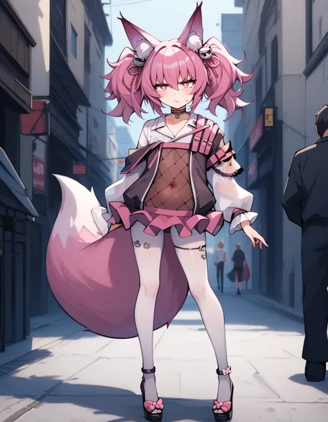 score_9, score_8_up, score_7_up, score_6_up, anime style, source_anime, BREAK
 <lora:Shamare_pony-000007:1> shampony, animal_ears, animal_ear_fluff, fox_ears, twintails, pink_hair, fox_girl, tail, fox_tail, hair_between_eyes, hair_ornament, pink_eyes, symb...