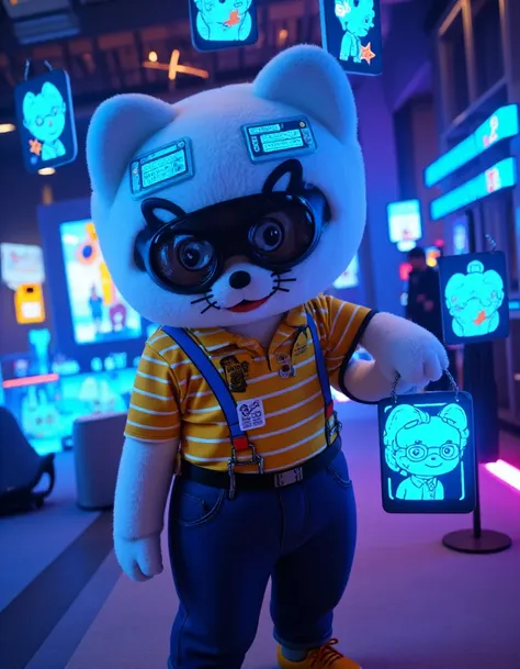 <lora:ButterbearV1:1> is mascot that is cheerful and lively and super star.
<lora:Martey:1> is a mascot that is cheerful and lively and superhero. 
Futuristic portrait of a <lora:Martey:1> and <lora:ButterbearV1:1>  wearing a sleek VR headset, immersed in ...