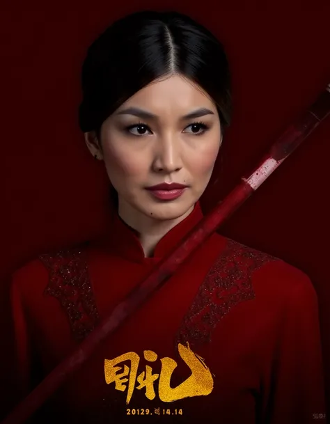 The image is a promotional poster for the film "FuHao," released in 2020. It features a close-up of a young woman with a serious, determined expression. She has long, dark hair that is slightly windblown, and her face is partially obscured by the blade of ...