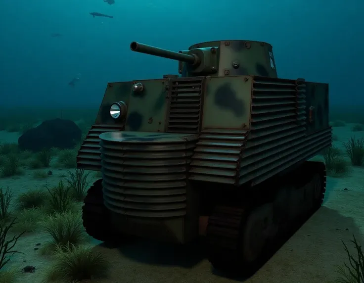 a bob semple tank in the underwater in the sea on a coral reef