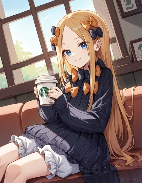 score_9, score_8_up, score_7_up, source_anime, <lora:fgo-abigail-williams-ponyxl-lora-nochekaiser:1>, abigail williams, blonde hair, blue eyes, forehead, long hair, parted bangs,, black bow, black dress, bloomers, bow, dress, hair bow, long sleeves, multip...