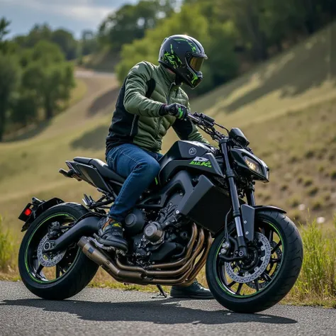 an image of the hulk riding MT-09 motorcycle