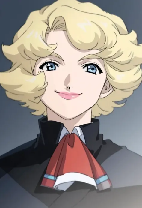 (sharp), score_7_up, score_8_up, score_9, masterpiece,  high quality,
CherryCocker, anime, anime style, female, ((solo)), 1girl, adult,
short blond hair, blue eyes, pink lipstick, 
red ascott, white undershirt, dark coat,
smiling, looking at viewer,
headsh...