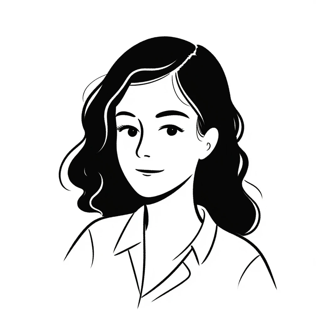 a woman, illustration in the style of SMPL, thick black lines on a white background