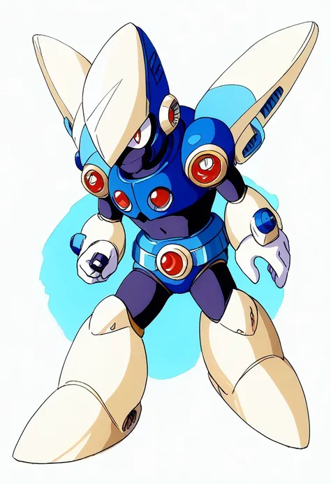 score_9, score_8_up, score_7_up, score_6_up, score_5_up, score_4_up, score_9 , score_8_up, score_7_up, source_anime, 1boy, solo, (sharp eyes), (covered mouth), (robot master), The character in the image is a vibrant and dynamic Reploid from the Mega Man X ...