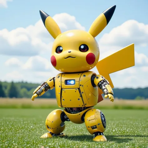 photo of pikachu standing in the grass ready to attack  <lora:Robo-POKEMON-000013:1> robot