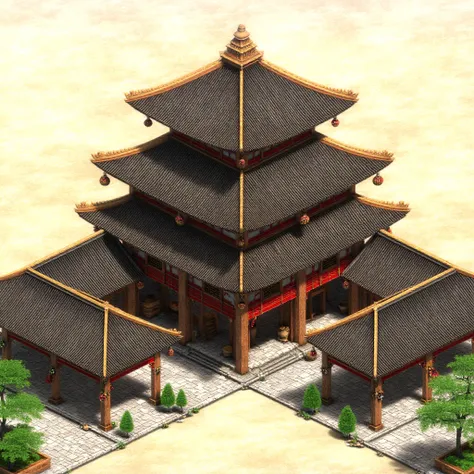 In the Imperial Age, the Japanese Town Center becomes an elegant and refined structure, reflecting the sophistication and strength of the Japanese empire. The building is constructed primarily from rich, dark wood and stone, with an intricate, multi-tiered...