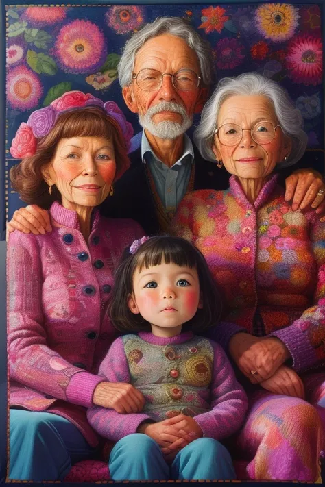 portrait of family masterpiece,best quality,<lora:tbh421-:0.8>,illustration,style of Kaffe Fassett,