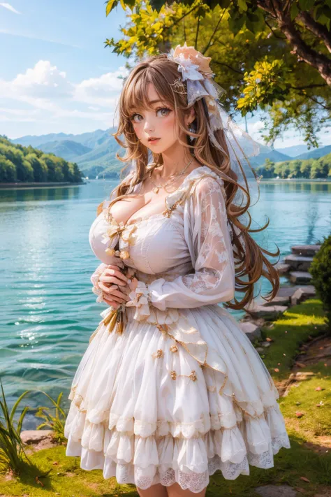 (masterpiece, best quality:1.2),illustration,8k,hd,1 girl,very long hair,solo,(collarbone:1.2),looking at viewer,
Freya,dress,white dress,long sleeves,jewelry,necklace,bow,lace trim,lace-trimmed dress,white ribbon,hair flower,hair ornament,((cleavage)),big...