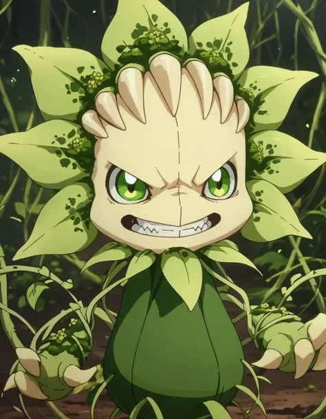 score_9, score_8_up, score_7_up, score_6_up, score_5_up, score_4_up, source_anime  <lora:TheLastSummoner:1>, dynamic pose,  GreenBall, green eyes, flower, teeth, pokemon (creature), no humans, leaf, plant, claws, creature, vines, digimon (creature),