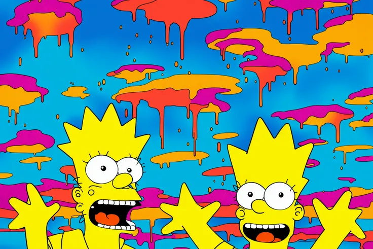 bart simpson drippy, melting, brtdrpp, extremely detailed, high resolution, artstation, trippy, LSD, 4 k, award winning photography, surreal