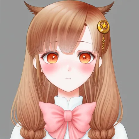 yuni, solo, bangle, blush, bow, bracelet, braid, brown hair, virtual youtuber, owl ears,
<lora:YUNI-XL-t1:0.7>