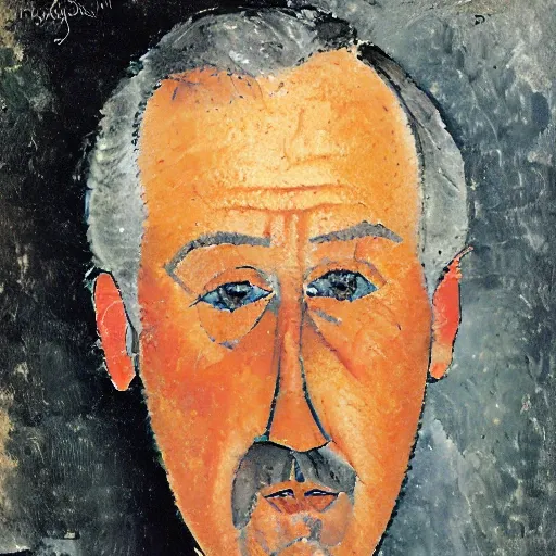 <lora:Modigliani-10:1>, Modigliani, A close-up portrait of an elderly man with deep wrinkles and a wise expression.