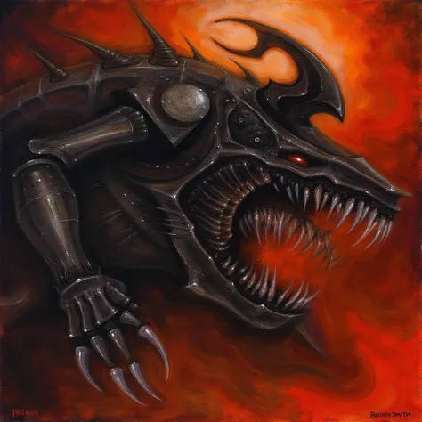 painting by brian smith, cybernetic demon