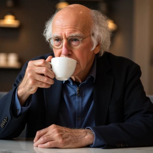 larrydavid drinking coffee