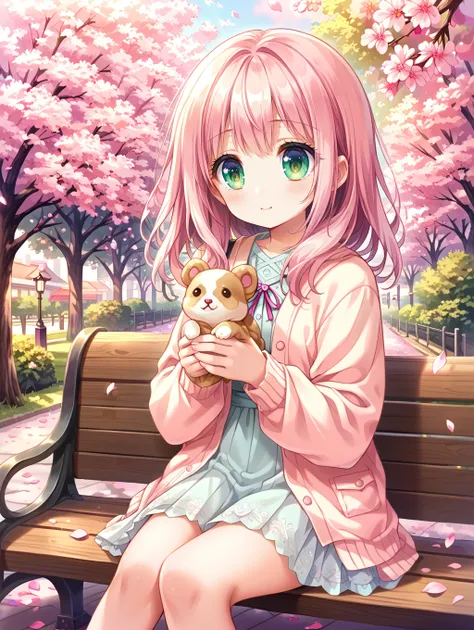 score_9, score_8_up, score_7_up,source_anime,
1girl, cute, soft colors, gentle background, (pastel colors), sitting on a park bench, (holding a small puppy), (cherry blossom trees), (petals falling), (city park), (calm expression), (simple outfit), (light ...