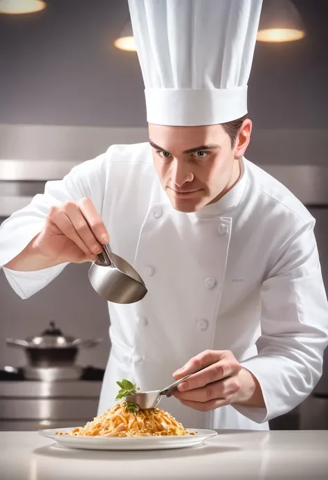 Chef adding detail to dish