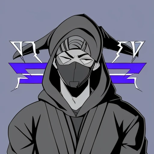 halo, ninja outfit, suit, male, faceless, dual head, hoodie with ears, text head