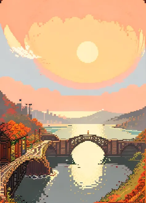 best quality,masterpiece,highly detailed,ultra-detailed,  <lora:pixel_art_V04:1.25> pixel art , 8-bit, lowres,  
landscape, scenery, Sydney Harbour Bridge, Sydney, Australia, Western culture, Autumn, Sydney Harbour Bridge at sunset