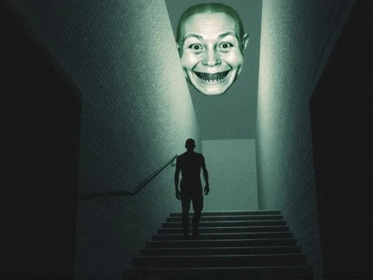 Scaryinternetfaces man at the bottom of a staircase