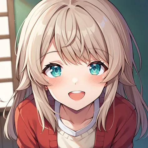 score_9, score_8, score_7, source_anime, virginia robertson, POV, looking at viewer, blush, smile, open mouth, upper teeth only