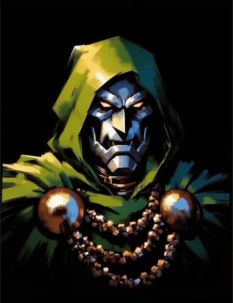 Digital Art portrait of Dr. Doom, Black Background

The overall texture is smooth and polished, characteristic of digital art, with a vibrant color palette and dynamic brushstrokes that create a lively and engaging visual experience.