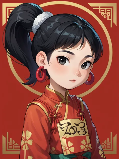 1girl, solo, <lora:Ellie (Sprite Fright):0.9> elliesf, black hair, ponytail, earrings
score_7_up, source_anime, looking at viewer
chinese new year