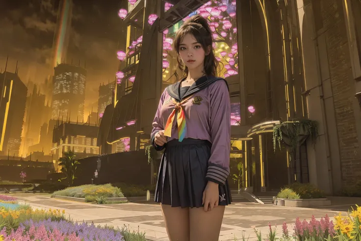 1girl, women, (she is wearing serafuku, sailor suit:1.3), Overhead camera, sharp focus, handsome, plump legs, skinny, professional lighting, rendered eyes, tall body, adult woman, hair ornament, instagram most viewed, official wallpaper, official art, (jap...