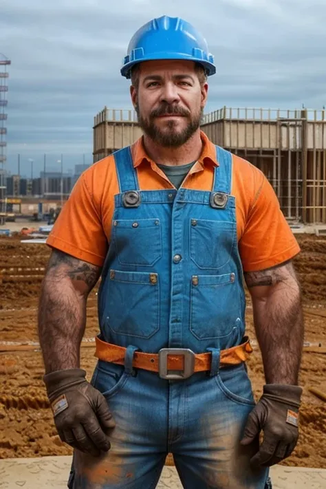 promotional photo of r0ccstee as a construction worker,  at construction site , noon  <lora:r0ccstee:.9>