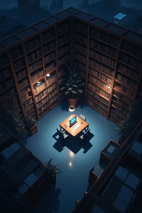 score_9, score_8_up, score_7_up, source_anime, rating_safe, night, natural lighting, library focus, library_bookshelf, no humans...