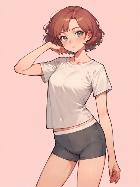 score_8_up, score_7_up, score_6_up, source_anime, 1girl, solo, simple background, pink background,
standing, pose, contrapposto, arched back, cowboy shot, facing viewer
smile,
boyshorts, boxer briefs <lora:Boyshorts:1>
white t-shirt