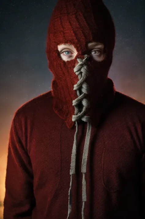 solo, highest resolution highly detailed photograph. half body shot, portrait, looking at viewer, brightburn, mask