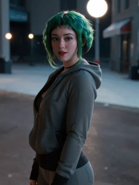 film,cinematic,cinematic lighting ,noir
<lora:melwinstead_v2_everclear:1> ramflaw woman, rmflwwmn hair, green hair, gray clothes, hoodie,jacket
dynamic pose,standing