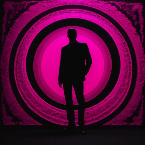 a Freds_Magenta circle borders a man in shadow