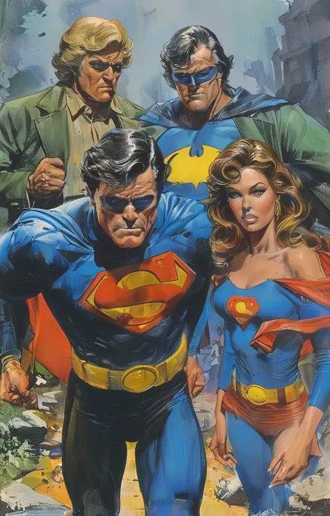 masterpiece,best quality,<lora:tbh436-sdxl:0.8>,illustration,style of Neal Adams portrait of family