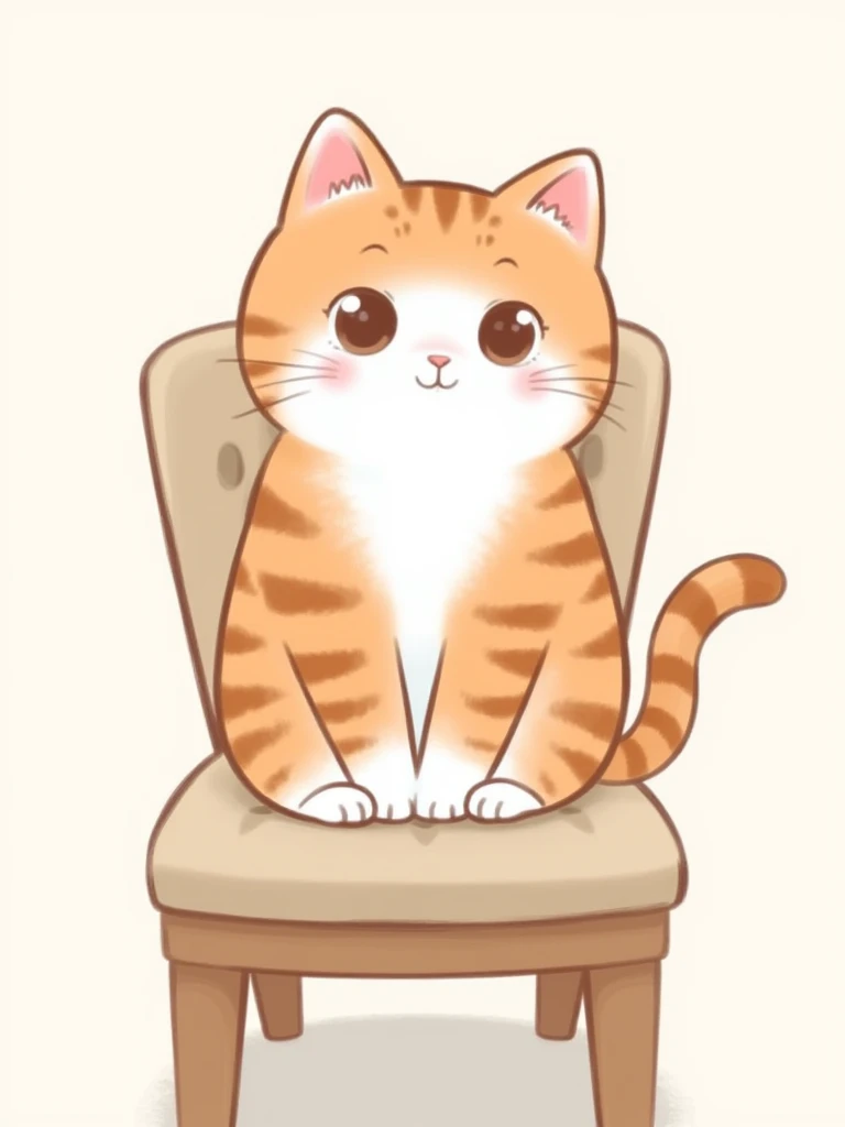 miao cat sit on chair,cartoon,simple background,