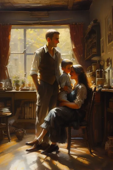 masterpiece,best quality,<lora:tbh431-:0.8>,illustration,style of Alan Fearnley
 portrait of family