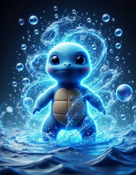 <lora:aura_v2_beta2:1>,auralora,the image features a squirtle. it is surrounded by an aura of water waves and bubbles with intricate, blue glow.,